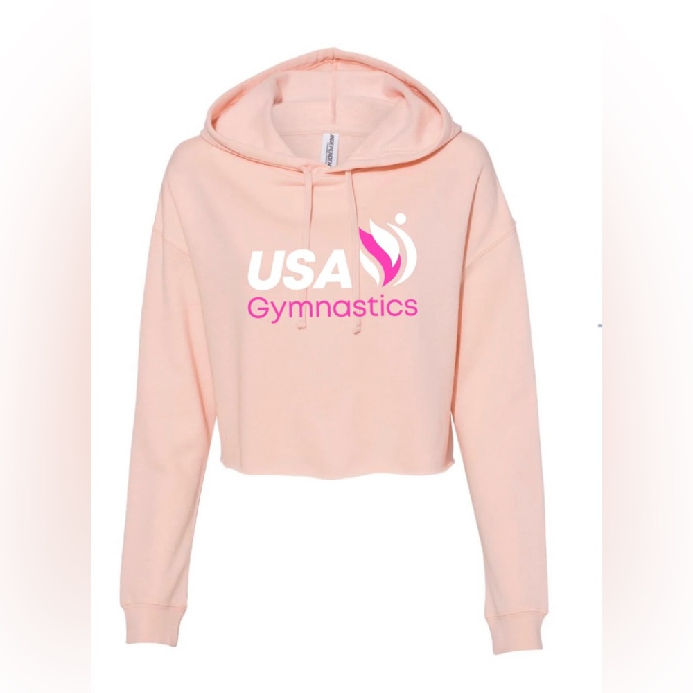 NWOT Women’s Blush USA Gymnastics Logo Cropped Hoodie - Size XS